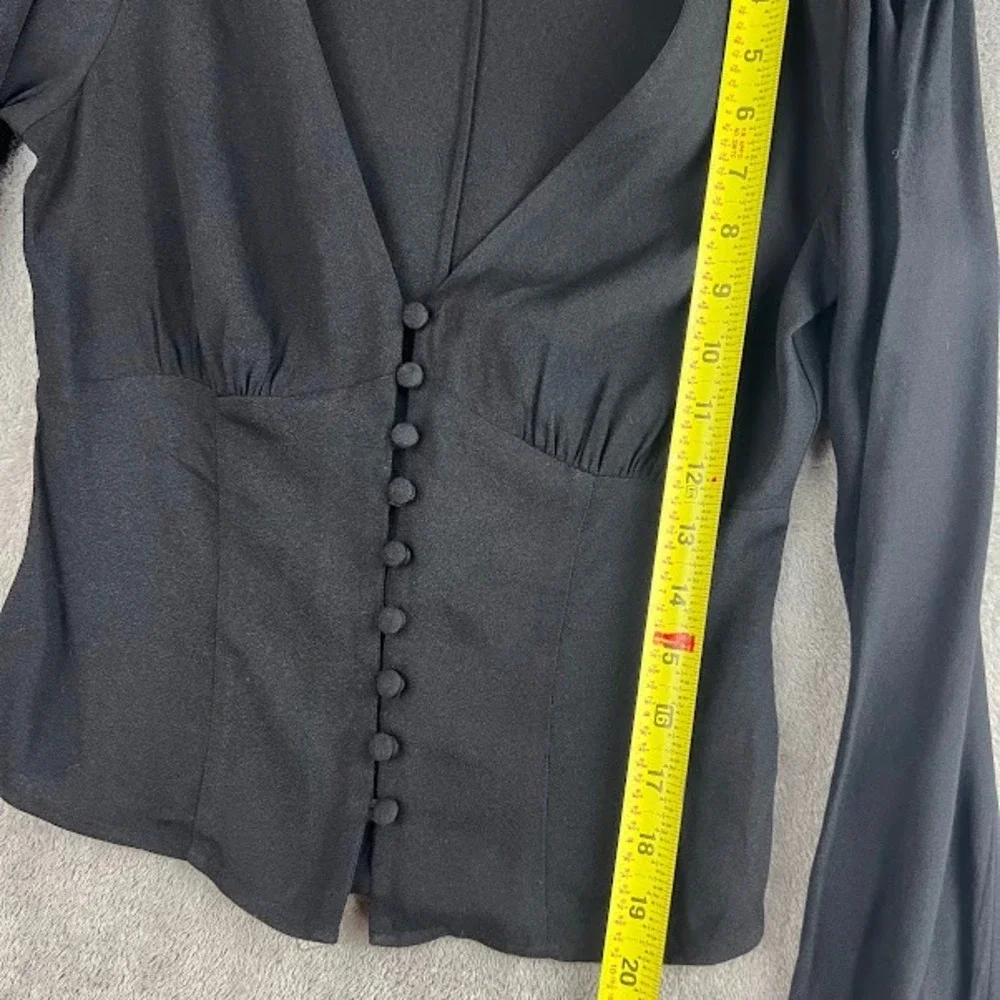 Reformation Nell Top Womens XS Black Puff Sleeve Romantic Clean Girl Cottagecore